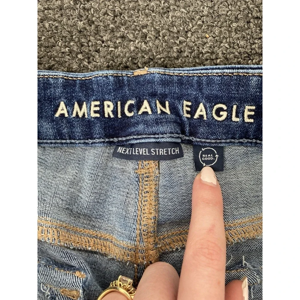 American Eagle Curvy Super Hi-Rise Flare Blue Jeans Womens 18 Regular Casual - Picture 6 of 10